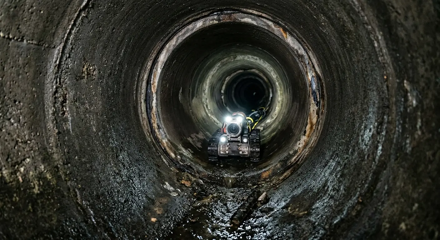 Robotic sewer camera inspecting pipe interior for Drain Snake Service in Galax