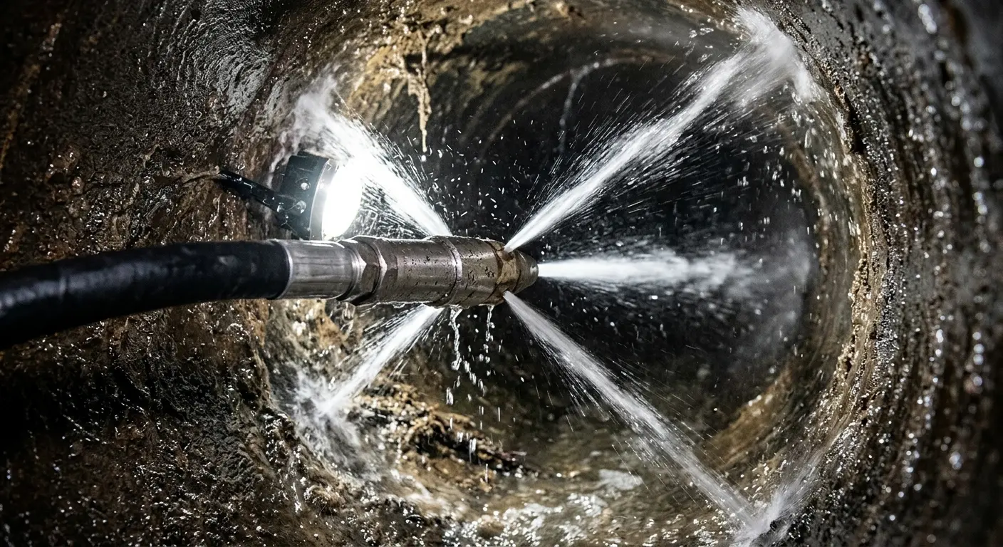 High-pressure hydro jetting nozzle cleaning sewer pipe for Storm Drain Cleaning in Galax